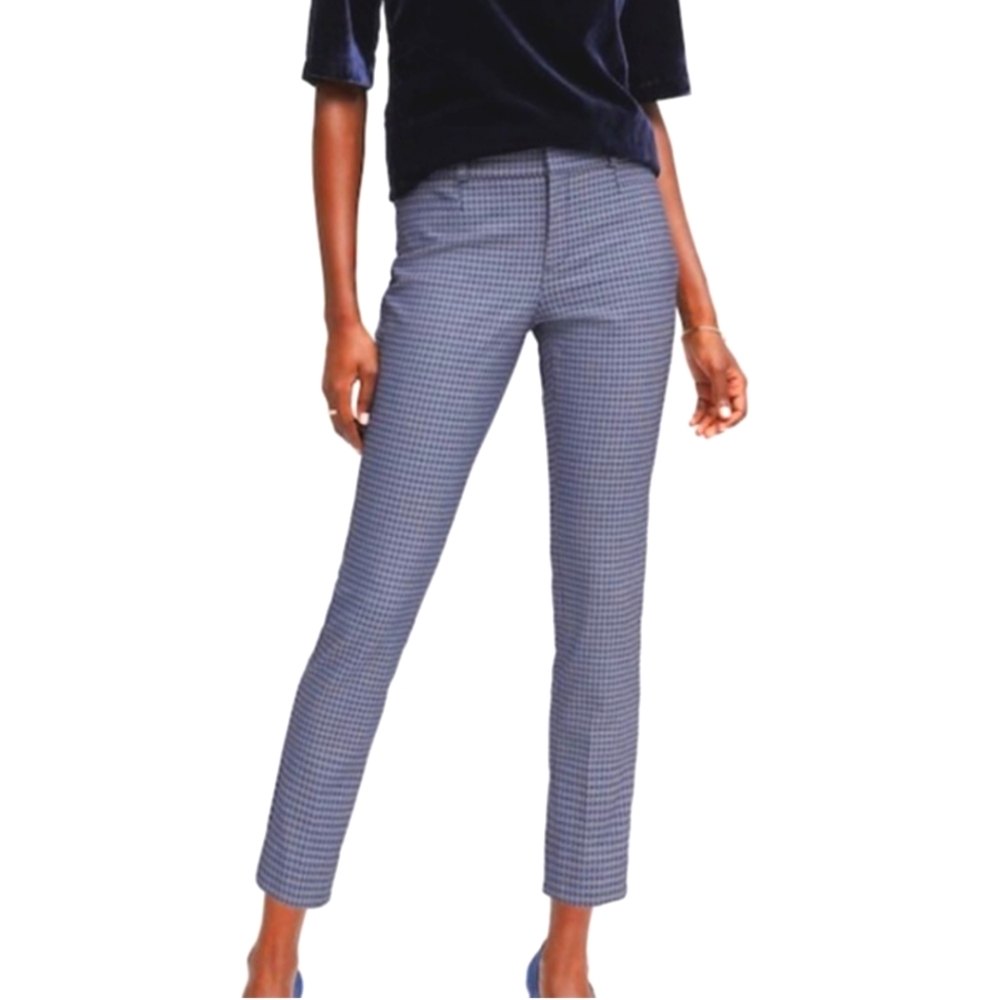 Banana Republic blue houndstooth Sloan pants, size 2